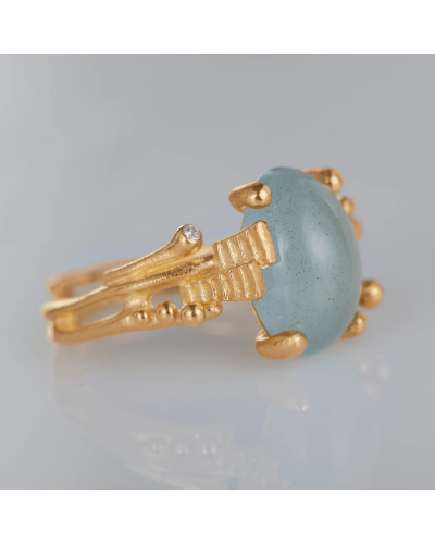 Ole Lynggaard Copenhagen Ring Small in Gold with Aquamarine and Diamonds (watches)